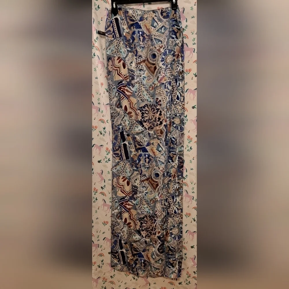 NWOT Vintage Brochier Soieries Paisley Silk Neutral Boho Casual Prep Scarf Wrap - Picture 4 of 9